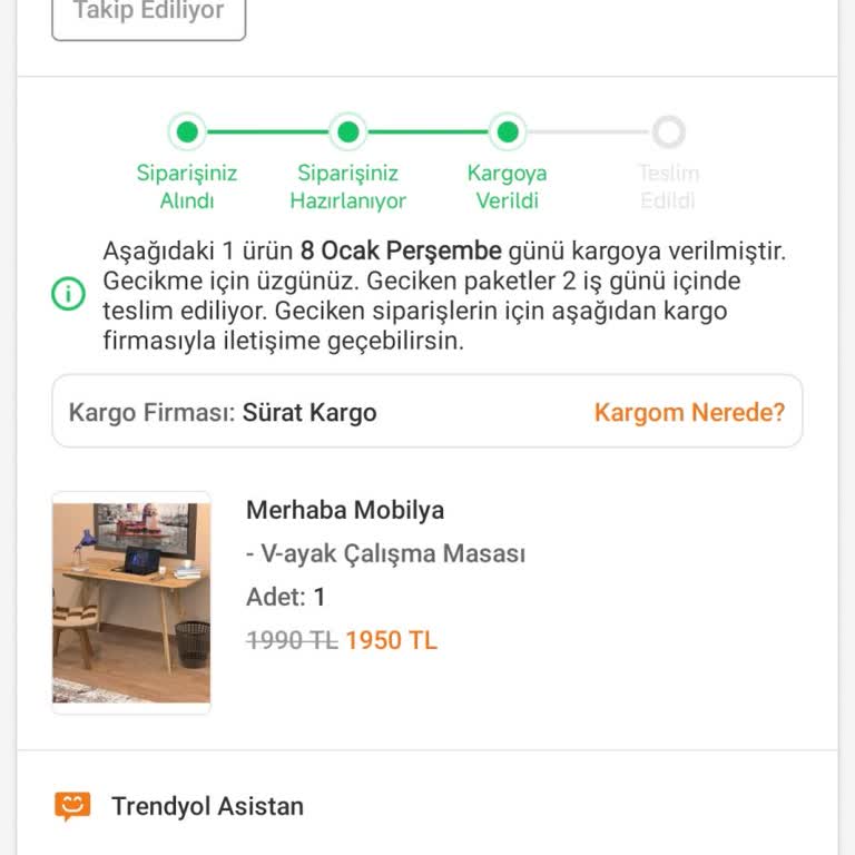 Teslim Edilmemiş Çalışma Masası Ve Ücret İadesi Talebi