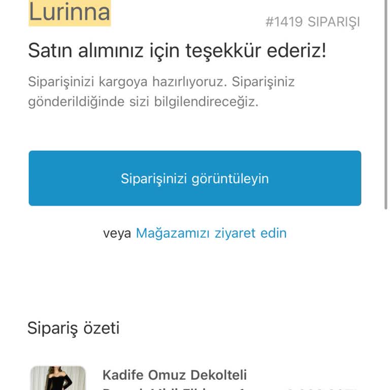 Lurinna Gönderilmeyen Sipariş ve Kredi Kartı İade Talebi