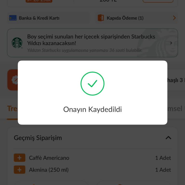 Trendyol GO Starbucks Kampanyasındaki Yıldız Aktarımı Yapılmaması Ve Çelişkili Müşteri Hizmeti