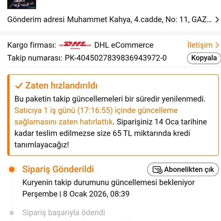 Teslim Edilmeyen Mini Projeksiyon Cihazı İçin Hızlı Gönderim Veya İade Talebi