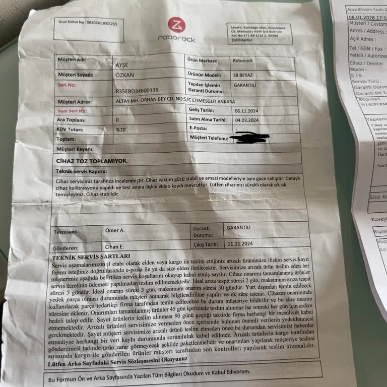 Sürekli Arızalı Roborock S8 İçin Kasko Sözleşmesindeki Çelişkili Bilgi Ve Değişim Talebi