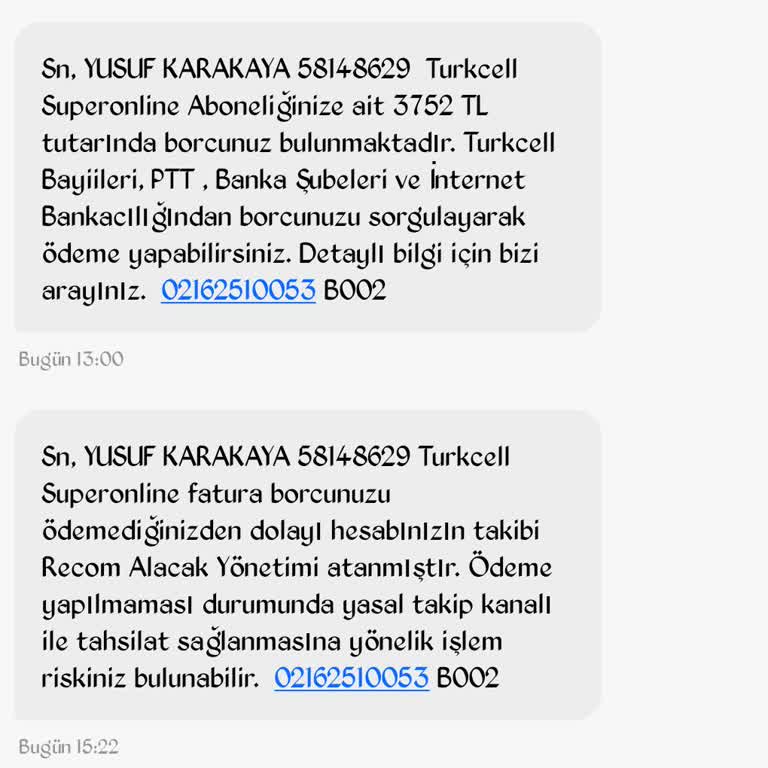 Recom Alacak’tan Gelen Yanlış Borç SMS’leri Nedeniyle Şikayet