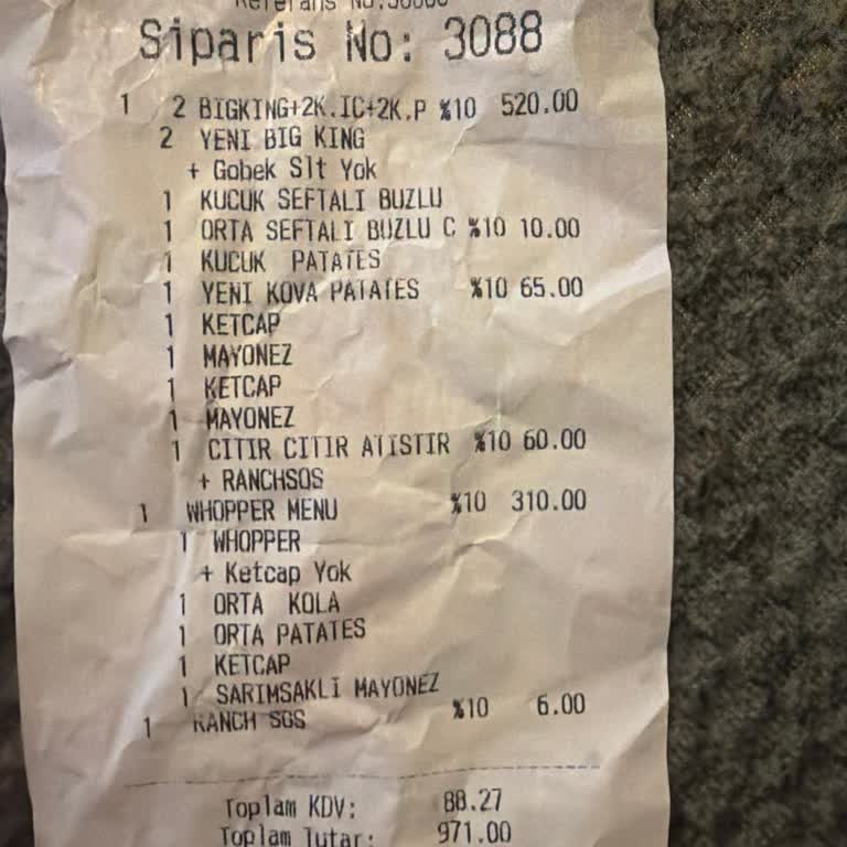 Burger King’te Ranch Sos Eksikliği ve Alınan Ücret İade Talebi