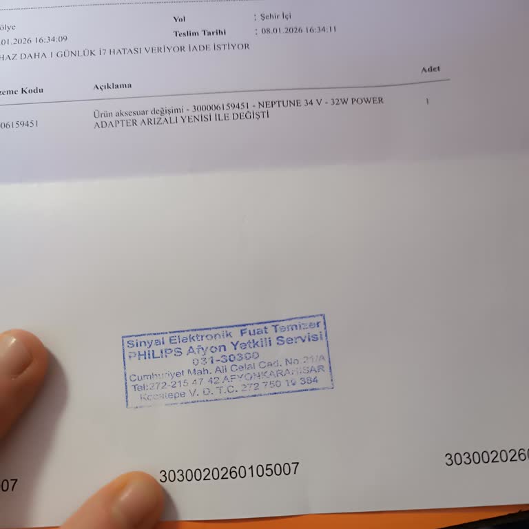Afyon Vatan Bilgisayar'dan Alınan Philips Süpürge I7 Hatası İle Arızalı, İade Talebi