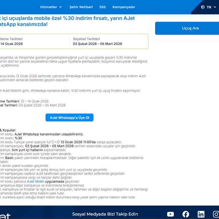 Ajet Sabiha Gökçen Ve Kayseri Uçuşunda Kampanya Hatası Ve Çelişkili Açıklamalar
