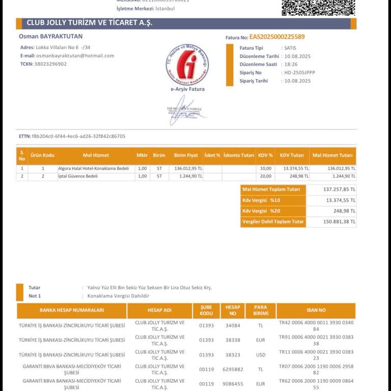 Jolly Tour'dan Alınan Algora Halal Hotel Rezervasyonunda Yanıltıcı Bilgiler Ve İade Talebi