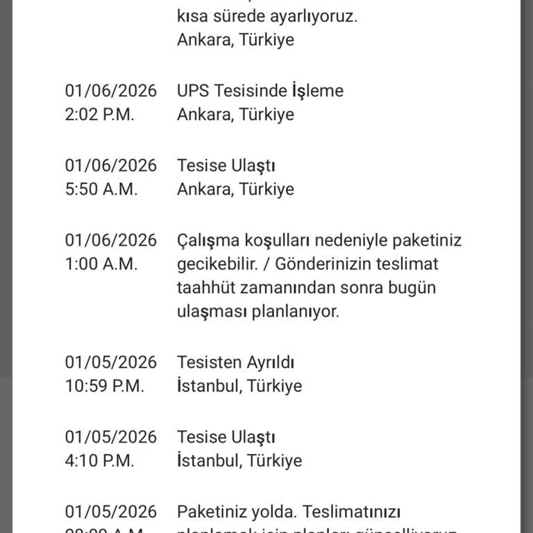 UPS Türkiye'den Uzun Süreli Teslimat Gecikmesi Ve Tutarsız Müşteri Hizmetleri