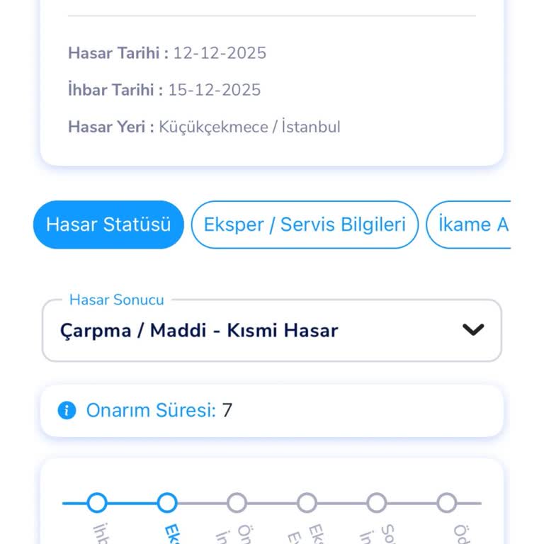 Anadolu Sigorta Kasko Hasar Dosyamda Uzayan Süre Ve Ekspertiz Değişikliği Talebi