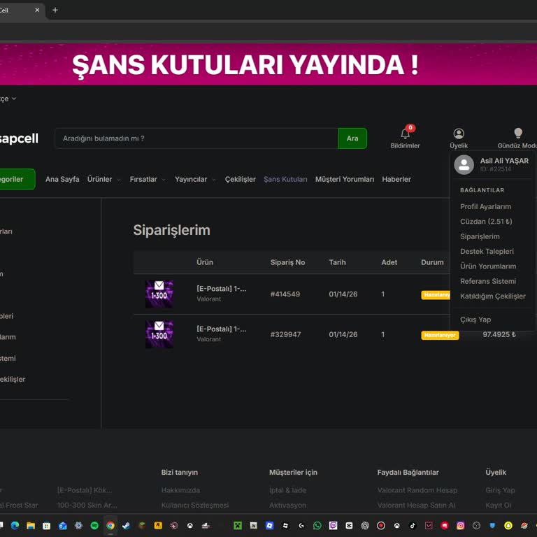 Hesapcell'den Alınan Valorant Hesapları Teslim Edilmedi Ve Cevap Alınamadı