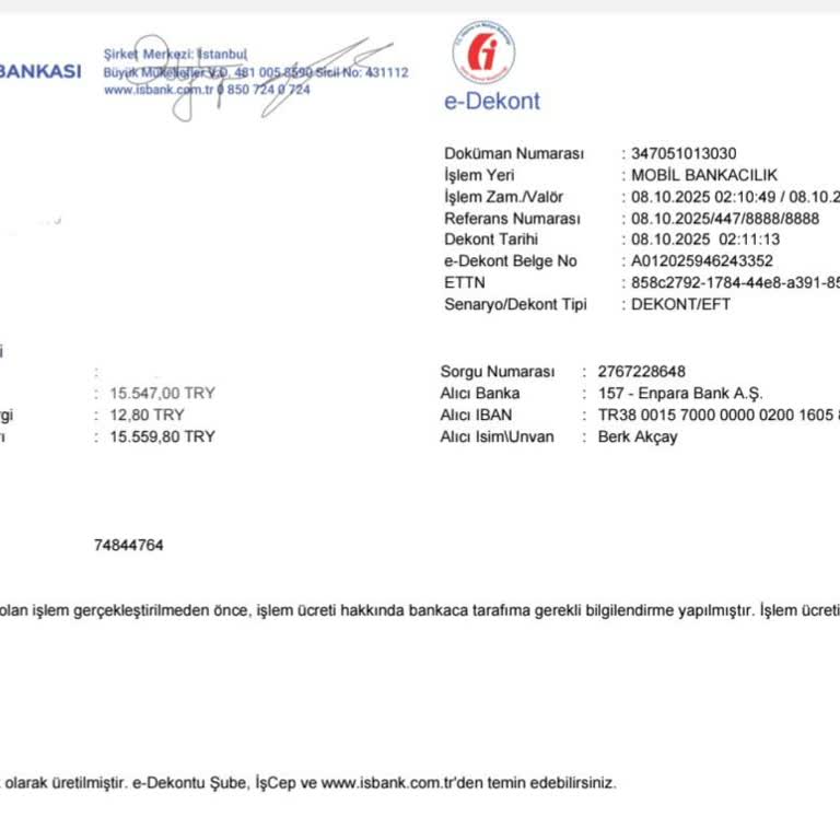 Gardrops Sahte Link İle Enpara IBAN’ına Yüksek Tutarlı Ödeme Ve Ürün Gönderilmemesi