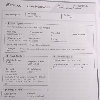 Karaca Tost Makinesinde Tekrarlanan Üretim Hataları Ve Şartsız Ücret İadesi Talebi