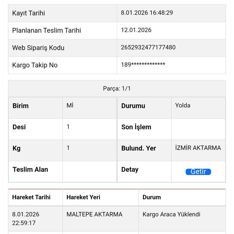 Kayıp Kargo Ve İptal Talebine Cevap Yok