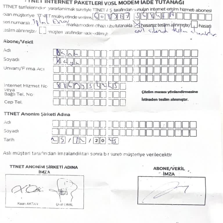 Modem İadesi Sonrası Faturada Haksız Ücret Yansıtılması