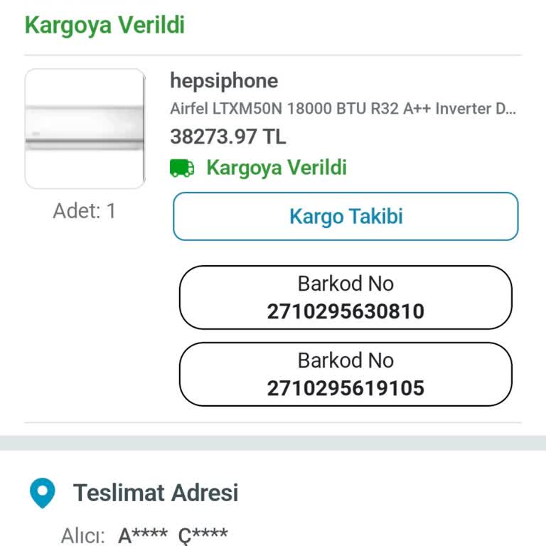 PTT Kargo Epttavm'den Alınan Klimanın Kargo Teslimatı Hatalı 'Adreste Yok' Kaydıyla Gecikiyor