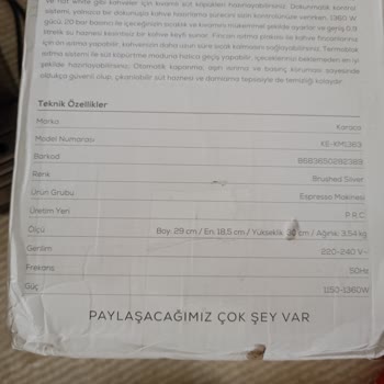 Açık Kutuda Ve Eksik Parçalarla Geri Dönen Espresso Makinesi