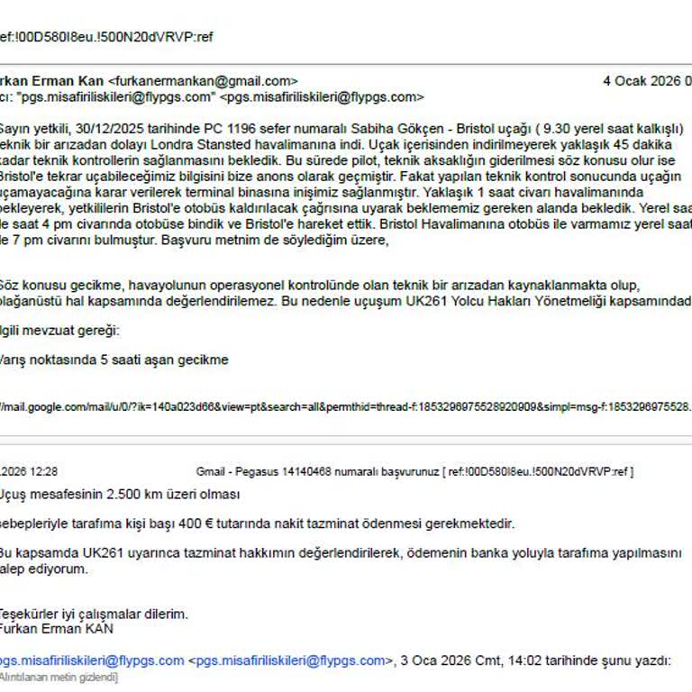 Teknik Arıza Nedeniyle Yönlendirilen Uçuşta 5 Saat Gecikme Ve Cevapsız Şikayet