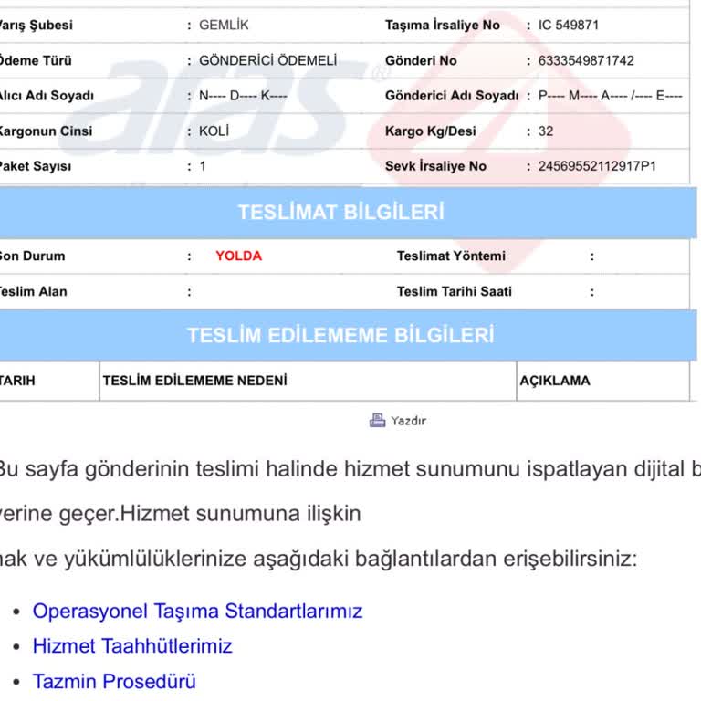 Aras Kargo'ya Teslim Edilmeyen Kargo Ve 8 Günlük Gecikme