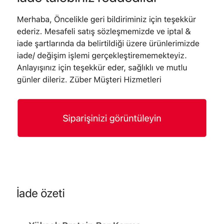 Açılmamış Protein Barı İçin İade Reddi Ve Olumsuz Yorumun Yayınlanmaması