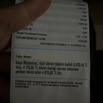 Kombiyi Düşük Derecede Çalıştırmamıza Rağmen Çıkan 8.925 TL Doğalgaz Faturası