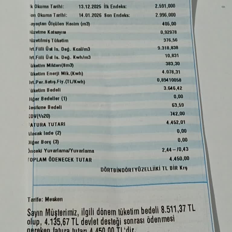 Faturada Görülen Tutar Tutarsızlığı Ve Düzeltme Talebi