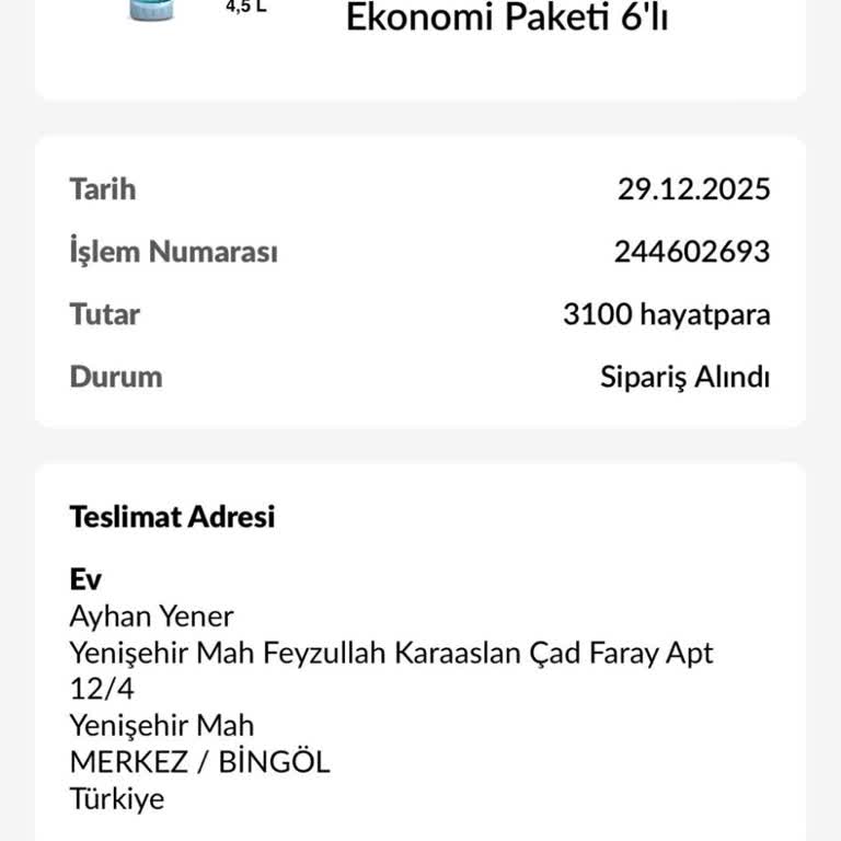 Hayat Pay Siparişimin Gecikmesi Ve Cevapsızlık Şikayeti