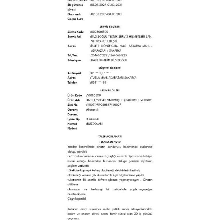 Sebzelik Bölümünde Sürekli Donma Ve Çözülmeyen Arıza