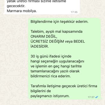 Kısa Sürede Çöken Yatak İçin İade Talebi