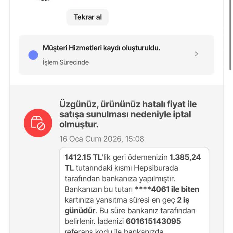 Hepsiburada Fiyat Artışı Nedeniyle Sipariş İptali Haksız