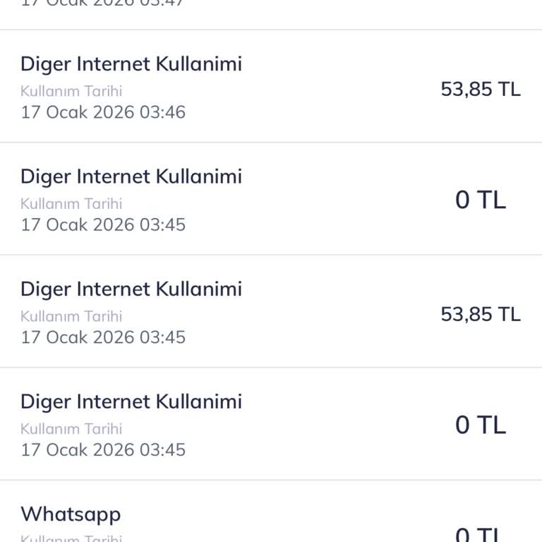 8 GB Paketin Aniden Tükenmesi Ve Aktif Kullanım Olmadan 280 TL Paket Dışı Ücretlendirme