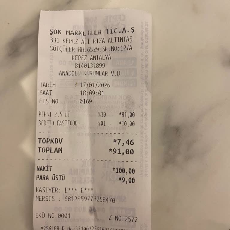 Şok Market Kasiyerinin Kaba Tavrı Ve Fiş Vermemesi