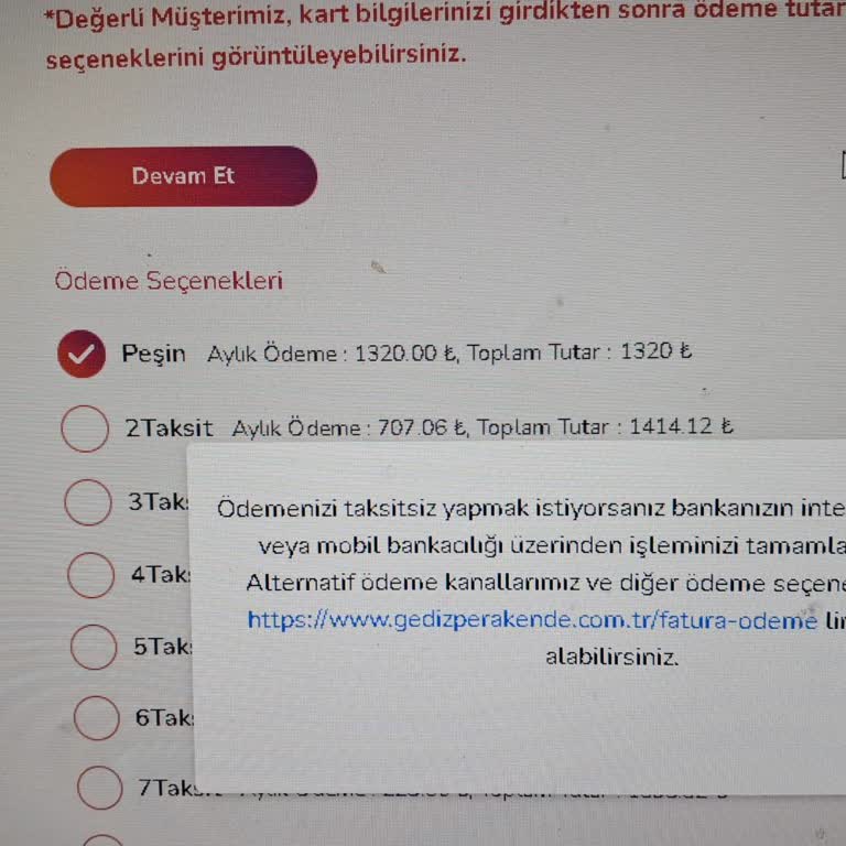 Peşin Kredi Kartı Ödemesi Engelleniyor Ve 94 TL Taksit Farkı İstenmiyor