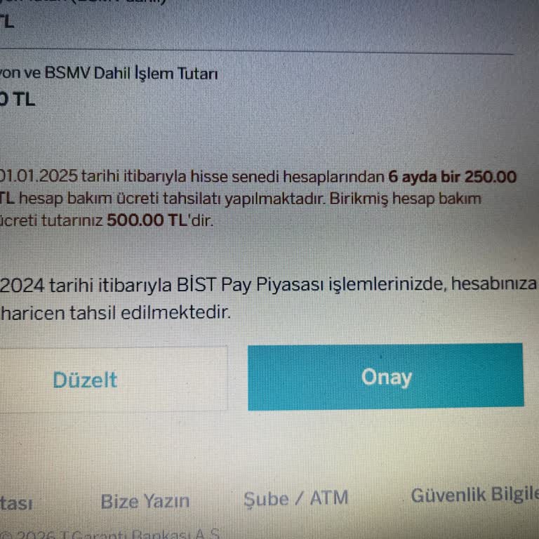 Garanti Bankası Yatırım Hesaplarındaki Bilgilendirilmemiş Bakım Ücreti Şikayeti