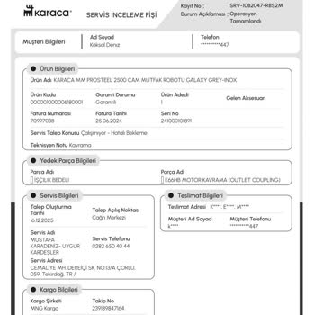Çalışmayan Karaca Mastermaid Robotu İçin Tekrarlanan Servis Sorunları Ve İade Talebi