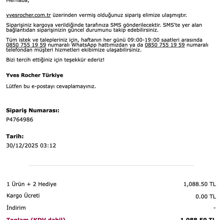 Yves Rocher'de Adres Yanlışlığı Gibi Gösterilen Kargo Teslimat Problemi