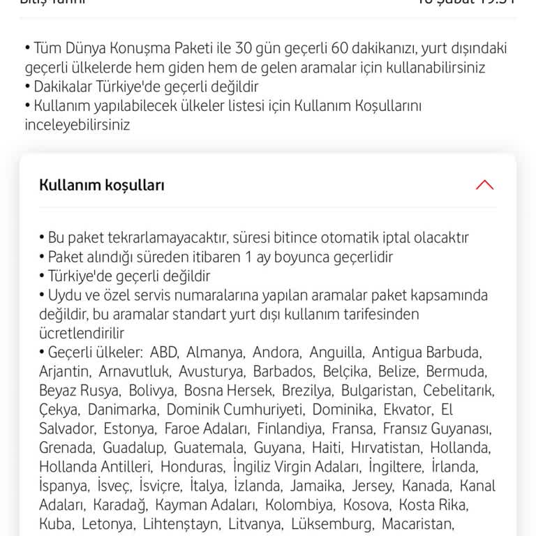 Kullanılamayan Dünya Konuşma Paketi İptali Ve Ücret İadesi Talebi