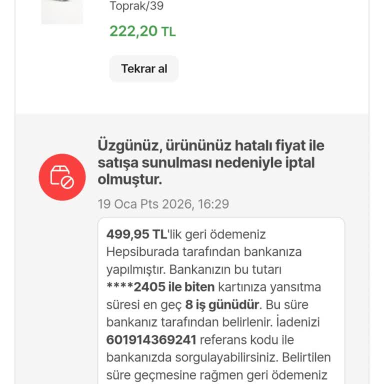 Hepsiburada’da Kampanya Fiyatı Hatası Nedeniyle Sipariş İptali Ve Bilgilendirme Yokluğu