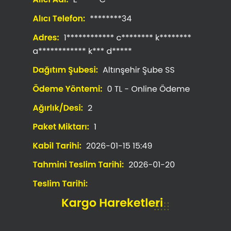 Cargo X Altınşehir Şubesindeki Kargo Teslimatının Gecikmesi Ve Bilgi Eksikliği
