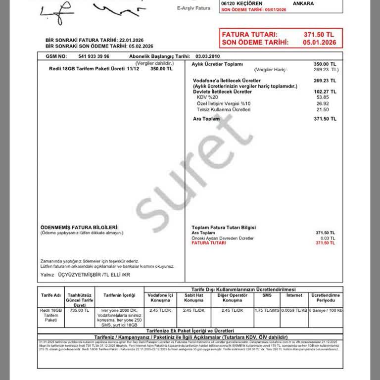 Vodafone'da Beklenmedik Fiyat Artışı Ve Teklif Sunulmaması Nedeniyle Operatör Değişikliği Düşüncesi