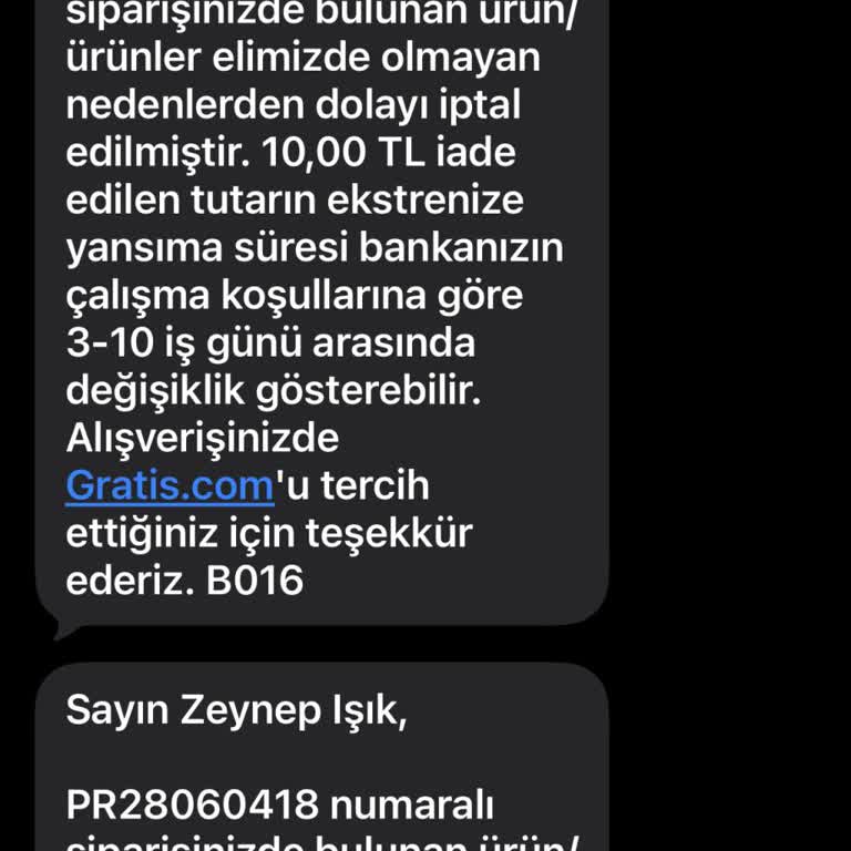 Ödeme Alındı, Nedensiz Sipariş İptali
