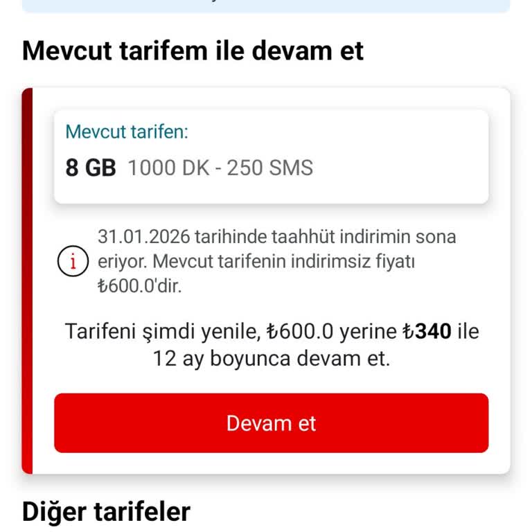 Tarifemde 227 TL’den 340 TL’ye Ani Fiyat Artışı Ve Uygun Teklif Talebi
