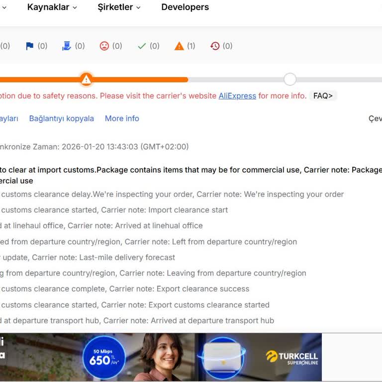 Siparişimin Gümrükte Kalması Ve Bilgi Eksikliği