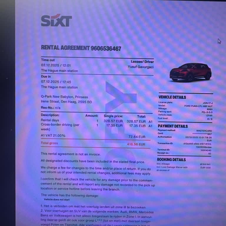 Sixt Den Haag Şubesinde Kapora İadesi 35 Gün Sonra Hâlâ Gelmedi