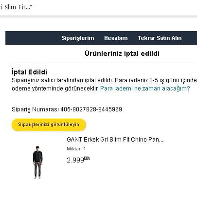 Gant Satıcısının Açıklamasız Sipariş İptali ve İletişimsizlik