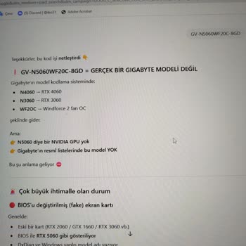 Satın Aldığım Bilgisayarda RTX 5060 Modeli Gerçek Değil Ve Performans Düşük
