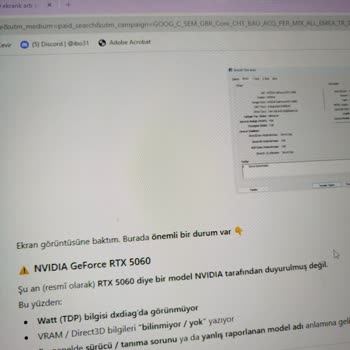 Satın Aldığım Bilgisayarda RTX 5060 Modeli Gerçek Değil Ve Performans Düşük