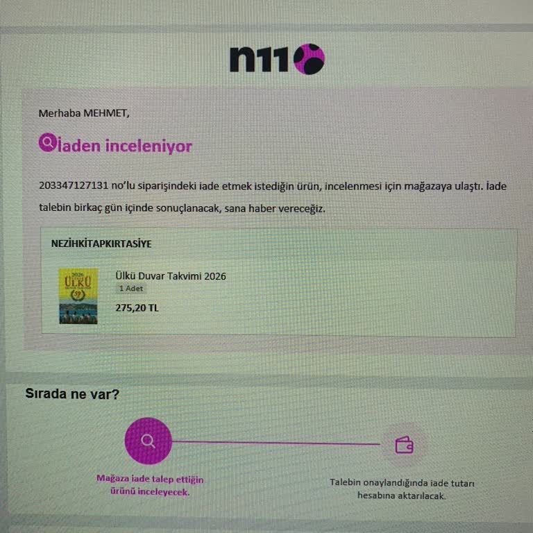 N11 Yanlış Ürün Gönderimi Ve İade İşleminin Uzaması
