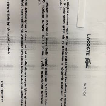 Lacoste Yanlış Beden Gönderdi, İade Talebi Otomatik Olarak Reddedildi