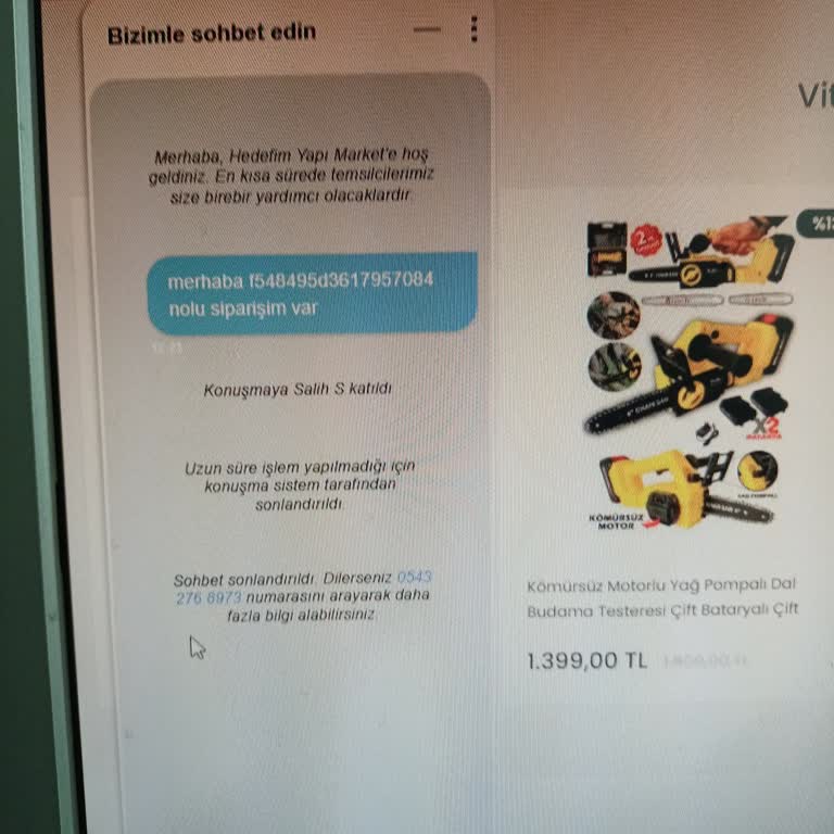 Hedefim Yapı Market Sipariş Onayı Gelmemesi Ve Teslimat İletişim Eksikliği!