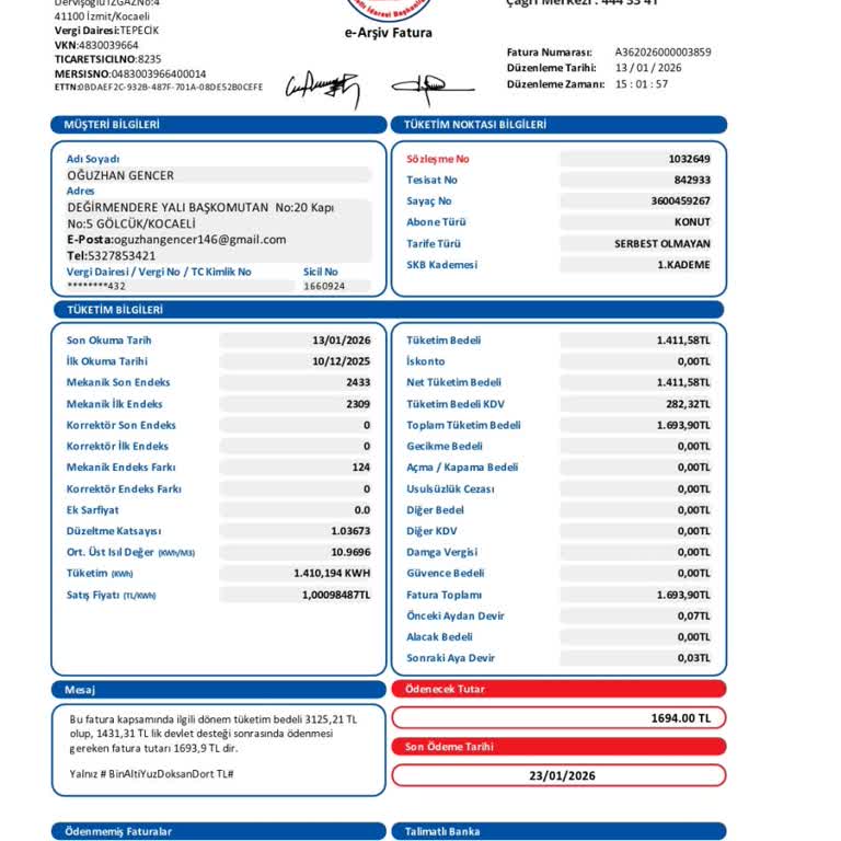 İzgaz Faturalarındaki Fiyat Artışı Ve Fazla Tutar Hakkında Açıklama Talebi
