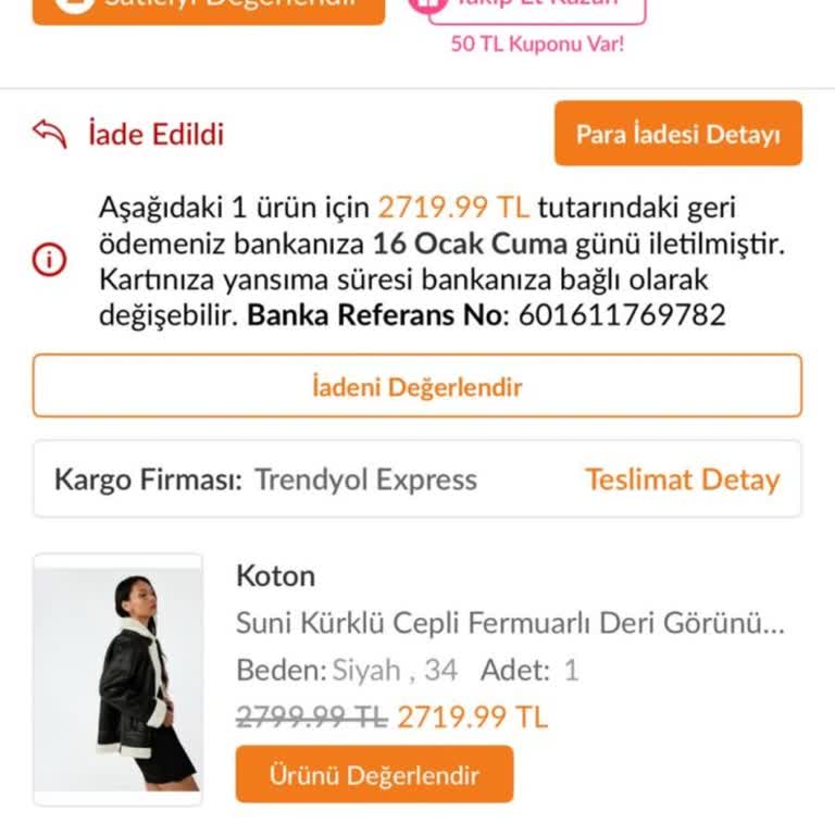 Koton Mont İadesi Yanlış Yapıldı 30 Bin Tl Değeri 2 Bin TL Olarak İade Edildi